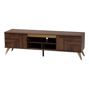 Baxton Studio Graceland Transitional Walnut Brown Finished Wood 2-Door TV Stand