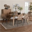 Baxton Studio Emmali Gray Rattan and Natural Brown Wood 7-Piece Dining Set
