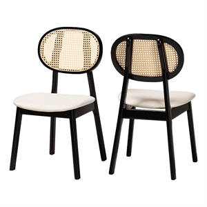 Baxton Studio Darrion Cream Fabric and Black Wood 2-Piece Dining Chair Set