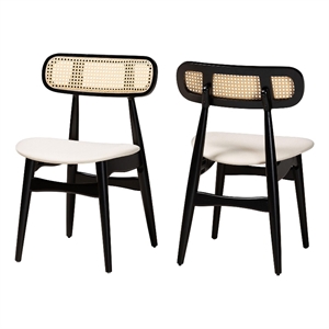 Baxton Studio Tarana Cream Fabric and Black Wood 2-Piece Dining Chair Set