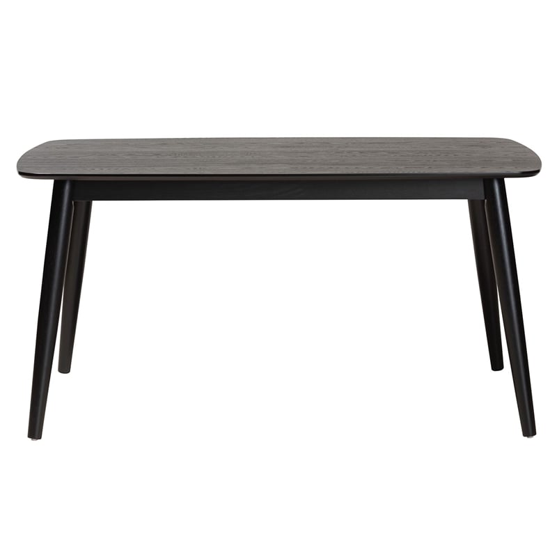 Baxton Studio Flora Mid-Century Modern Black Finished Wood Dining Table