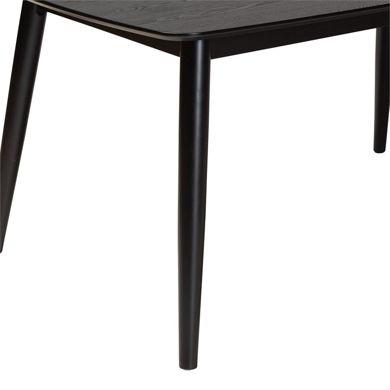 Baxton Studio Flora Mid-Century Modern Black Finished Wood Dining Table