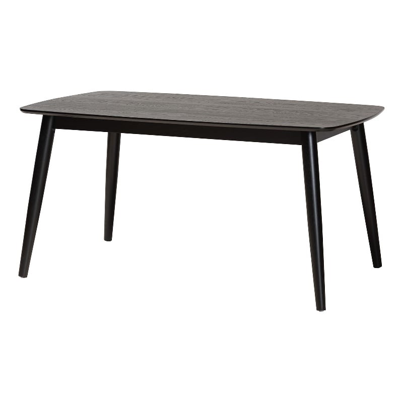 Baxton Studio Flora Mid-Century Modern Black Finished Wood Dining Table