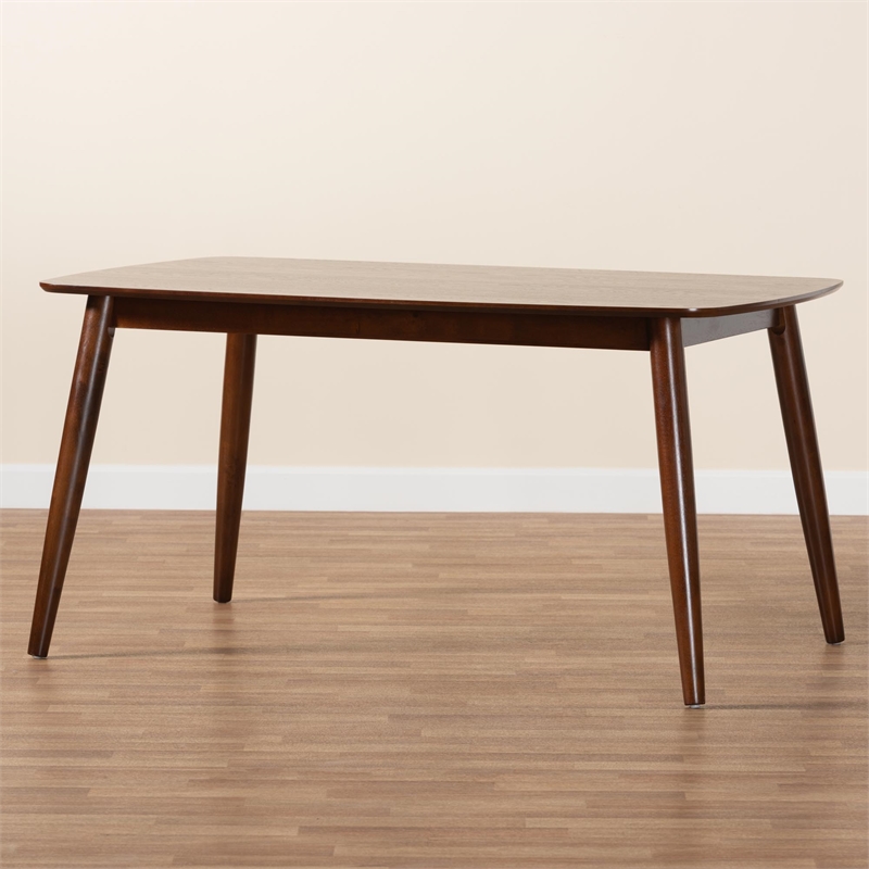 Baxton Studio Flora Mid-Century Modern Walnut Brown Finished Wood Dining Table