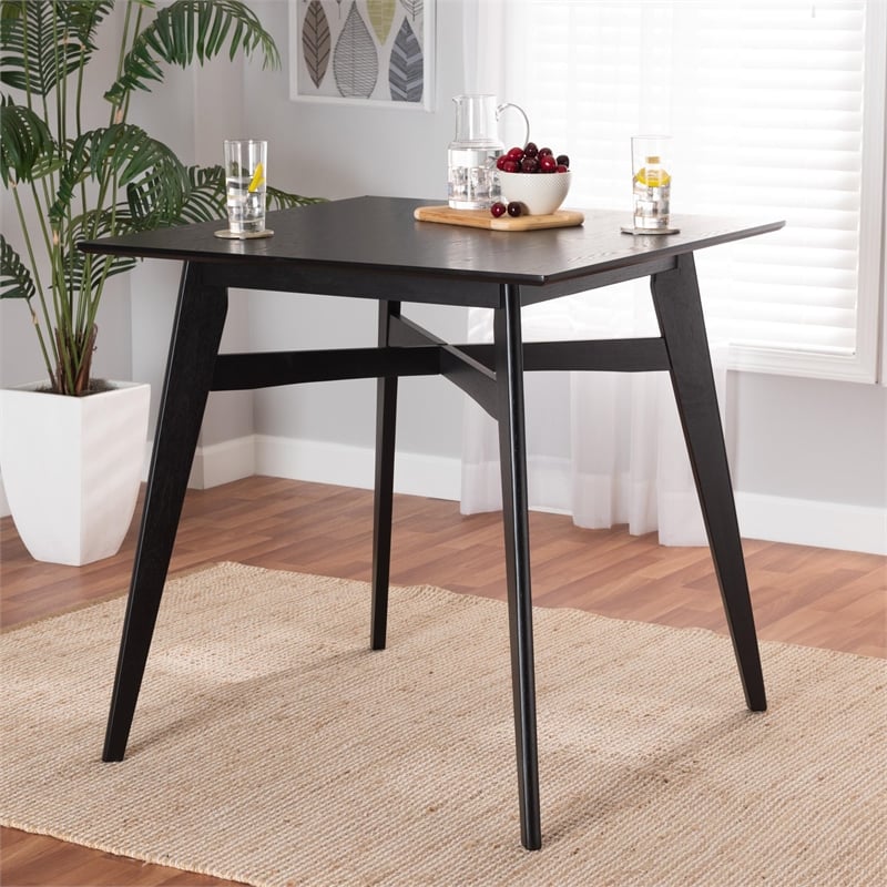 Baxton Studio Leena Black Finished Wood Counter Height Pub Table