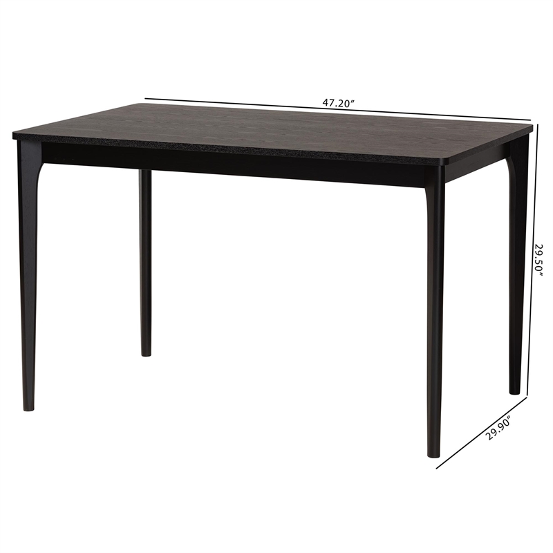 Baxton Studio Sherwin Mid-Century Modern Black Finished Wood Dining Table