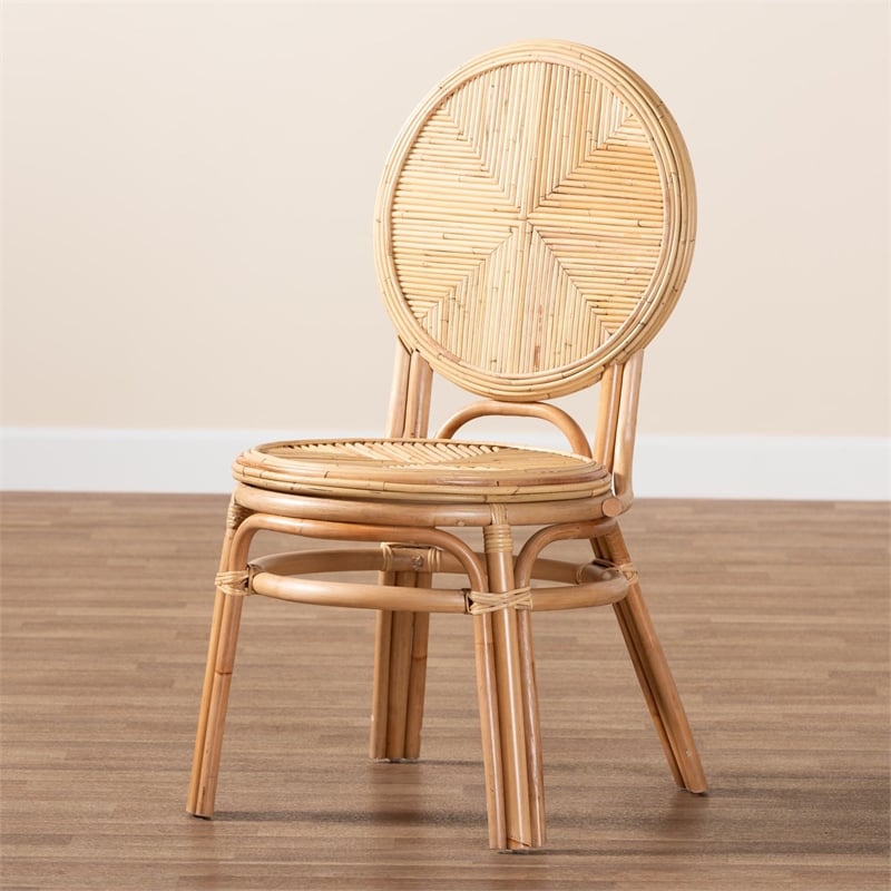bali & pari Carita Modern Bohemian Natural Brown Rattan Dining Chair