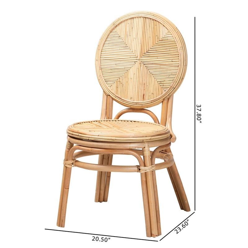 bali & pari Carita Modern Bohemian Natural Brown Rattan Dining Chair