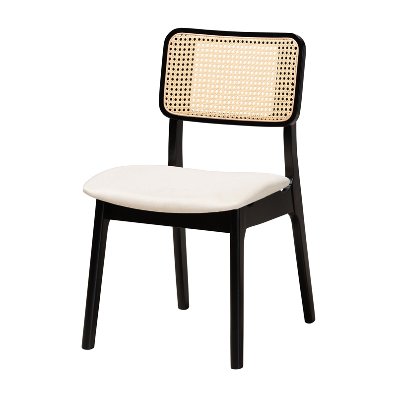 Baxton Studio Dannon Cream Fabric and Black Finished Wood 5-Piece Dining Set