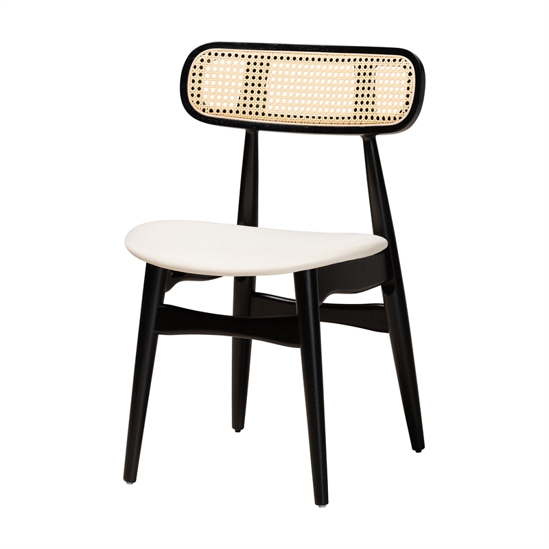 Baxton Studio Tarana Cream Fabric and Black Finished Wood 5-Piece Dining Set