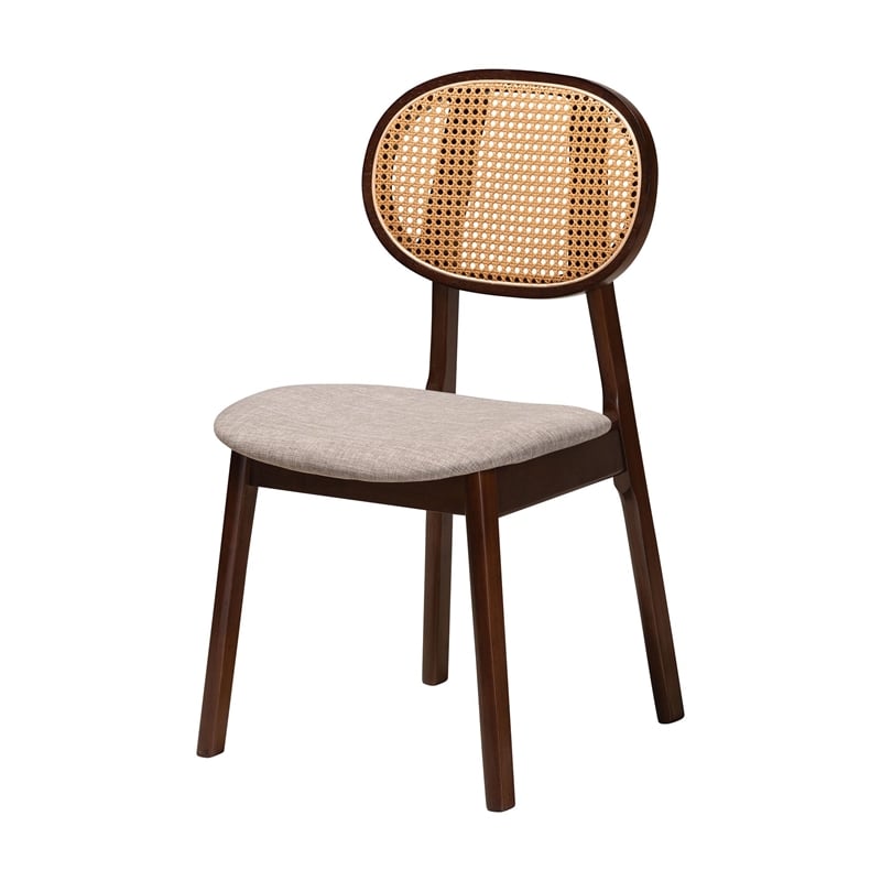 Baxton Studio Darrion Grey Fabric and Walnut Brown Wood 7-Piece Dining Set