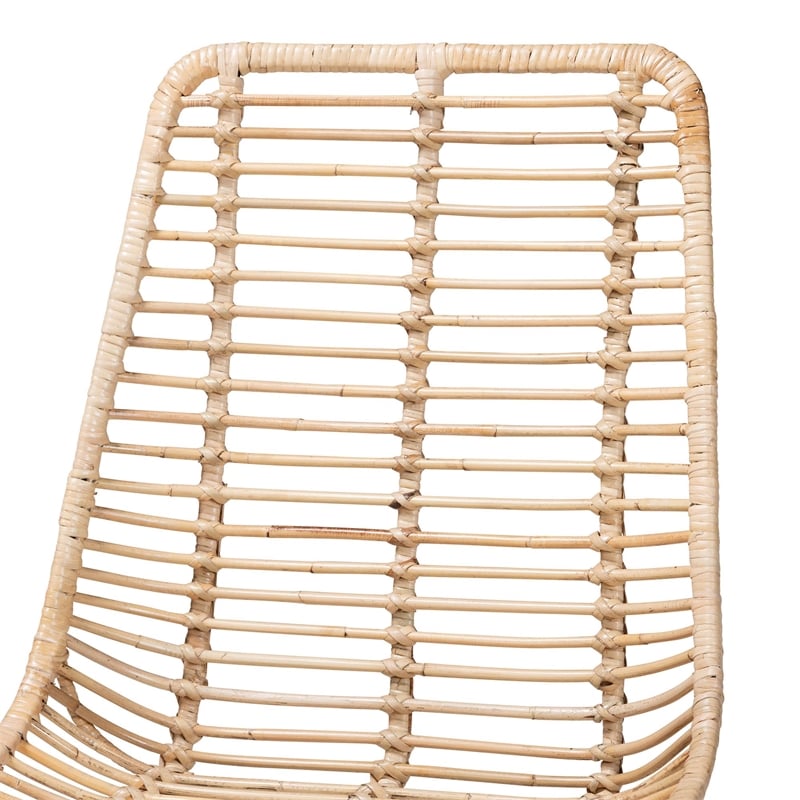 Baxton Studio Manhattan Rattan and Natural Oak Wood 5-Piece Dining Set