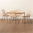Baxton Studio Manhattan Rattan and Natural Oak Wood 5-Piece Dining Set