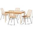 Baxton Studio Manhattan Rattan and Natural Oak Wood 5-Piece Dining Set