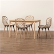 Baxton Studio Sabelle Greywashed Rattan and Brown Wood 5-Piece Dining Set