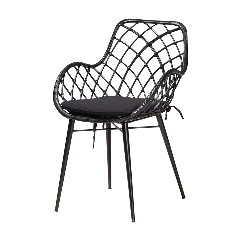 Baxton Studio Ballerina Black Finished Wood and Rattan 5-Piece Dining Set