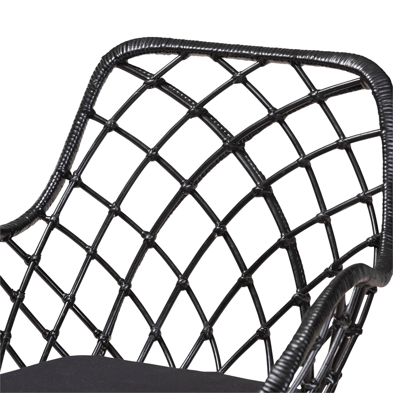 Baxton Studio Ballerina Black Finished Wood and Rattan 5-Piece Dining Set