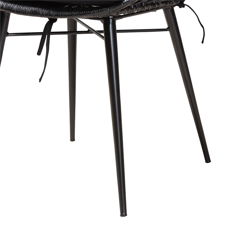 Baxton Studio Ballerina Black Finished Wood and Rattan 5-Piece Dining Set