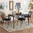 Baxton Studio Ballerina Black Finished Wood and Rattan 5-Piece Dining Set