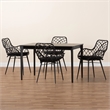 Baxton Studio Ballerina Black Finished Wood and Rattan 5-Piece Dining Set