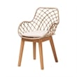 Baxton Studio Ballerina Gray Rattan and Brown Mahogany Wood 5-Piece Dining Set