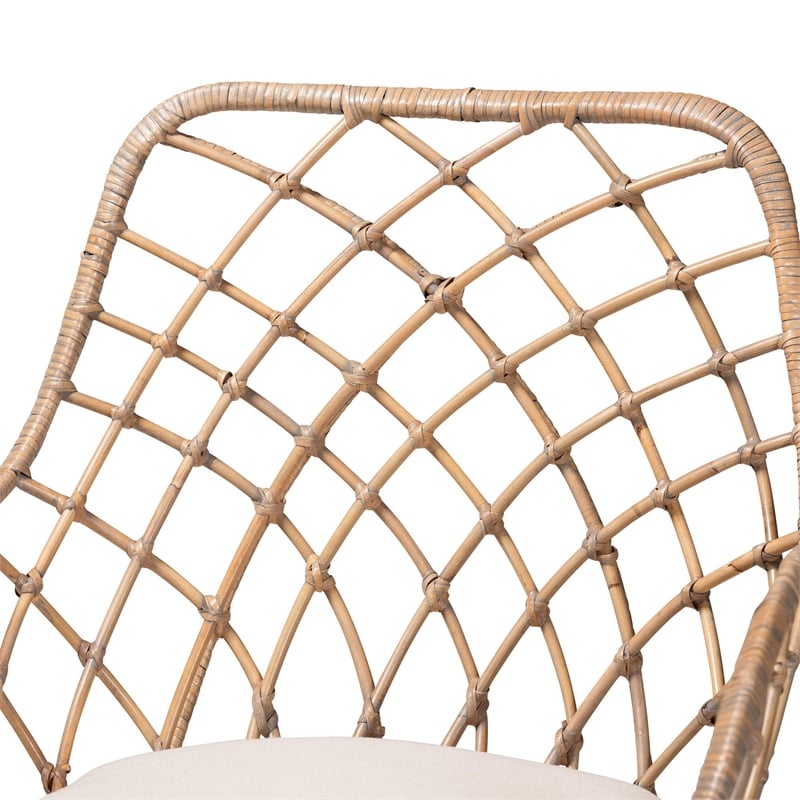 Baxton Studio Ballerina Gray Rattan and Brown Mahogany Wood 5-Piece Dining Set