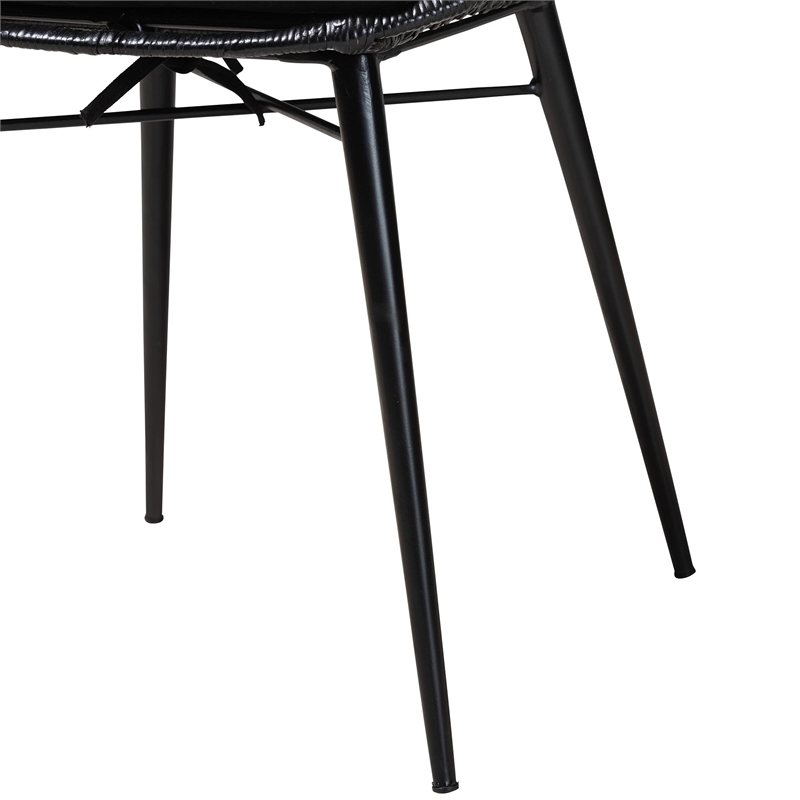 Baxton Studio Brenna Black Finished Wood and Rattan 5-Piece Dining Set