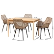 Baxton Studio Ballerina Gray Rattan and Black Metal 5-Piece Dining Set