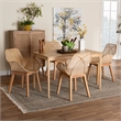 Baxton Studio Ballerina Brown Mahogany Wood and Rattan 5-Piece Dining Set