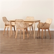 Baxton Studio Ballerina Brown Mahogany Wood and Rattan 5-Piece Dining Set