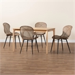 Baxton Studio Sabelle Brown Wood and Greywashed Rattan 5-Piece Dining Set
