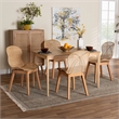 Baxton Studio Sabelle Brown Mahogany Wood and Rattan 5-Piece Dining Set
