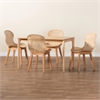 Baxton Studio Sabelle Brown Mahogany Wood and Rattan 5-Piece Dining Set