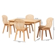 Baxton Studio Sabelle Brown Mahogany Wood and Rattan 5-Piece Dining Set