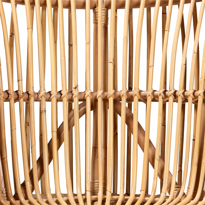 Baxton Studio Nagoya Rattan Lounge Chair with Curved Backrest in Brown