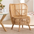 Baxton Studio Nagoya Rattan Lounge Chair with Curved Backrest in Brown