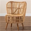 Baxton Studio Nagoya Rattan Lounge Chair with Curved Backrest in Brown