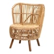 Baxton Studio Nagoya Rattan Lounge Chair with Curved Backrest in Brown