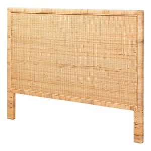 Baxton Studio Adelyn Rattan & Wood King Size Headboard in Brown