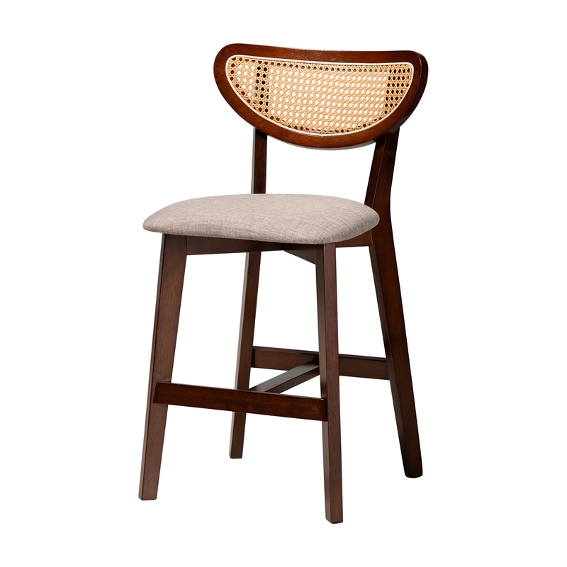 Baxton Studio Dannell 5-Piece Fabric & Wood Pub Set in Gray/Walnut Brown