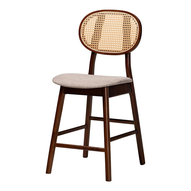 Baxton Studio Darrion 5-Piece Fabric & Wood Pub Set in Gray/Walnut Brown