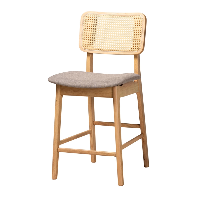 Baxton Studio Dannon 5-Piece Fabric & Wood Pub Set in Gray/Natural Oak