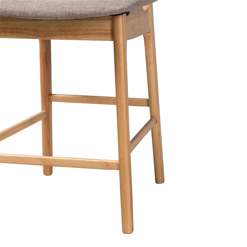 Baxton Studio Dannon 5-Piece Fabric & Wood Pub Set in Gray/Natural Oak