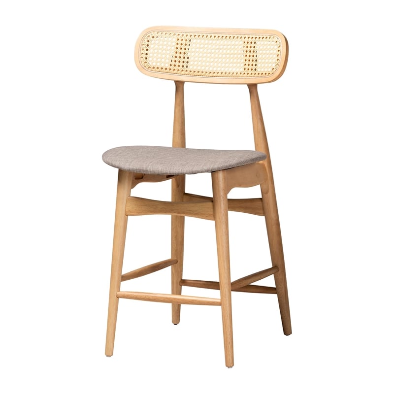 Baxton Studio Tarana 5-Piece Fabric & Wood Pub Set in Gray/Natural Oak