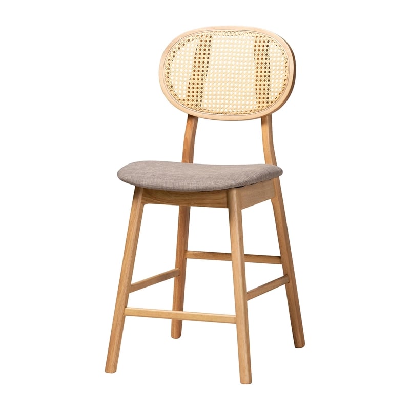 Baxton Studio Darrion 5-Piece Fabric & Wood Pub Set in Gray/Natural Oak