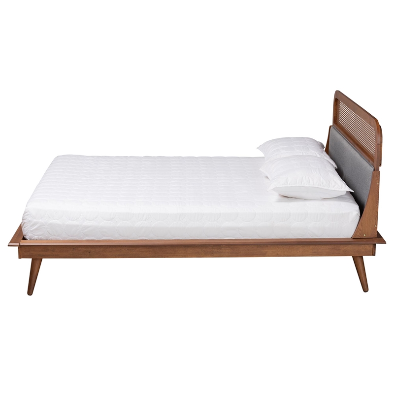 Baxton Studio Irina Fabric & Wood King Size Platform Bed in Gray/Ash Walnut