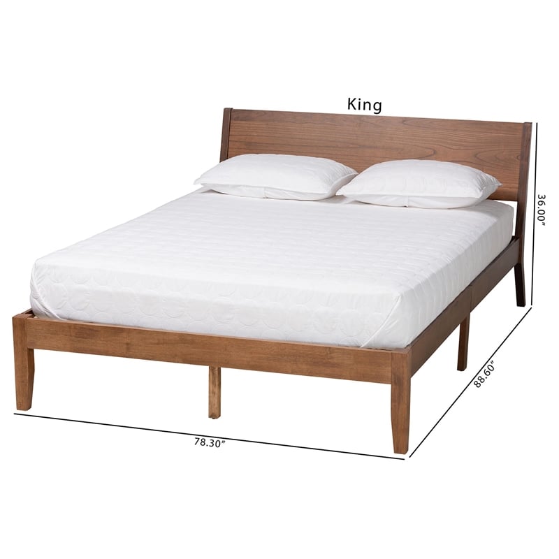 Baxton Studio Salvatore Wood King Size Platform Bed in Walnut Brown