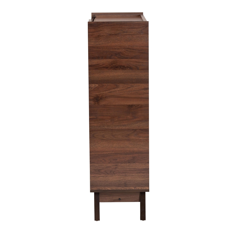 Baxton Studio Paricia 7-Shelf Wood Shoe Cabinet in Walnut Brown
