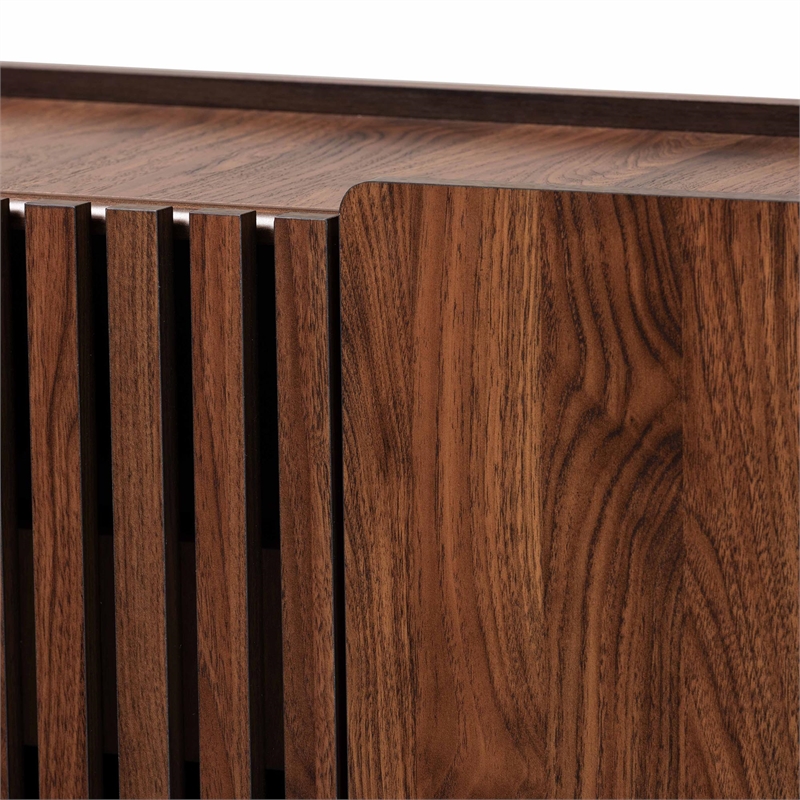 Baxton Studio Paricia 7-Shelf Wood Shoe Cabinet in Walnut Brown