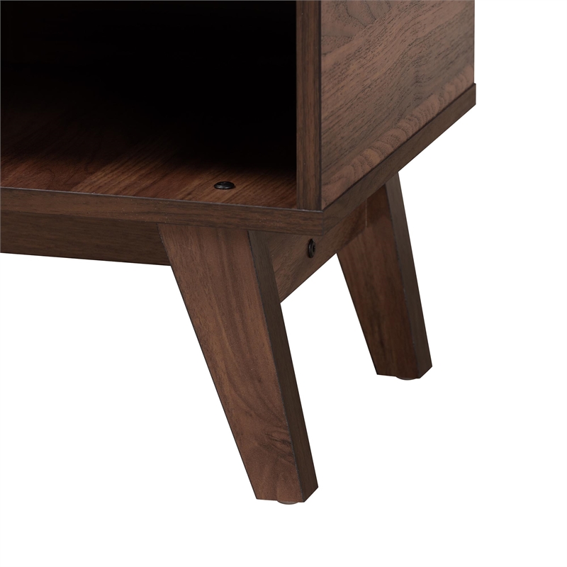 Baxton Studio Paricia 7-Shelf Wood Shoe Cabinet in Walnut Brown